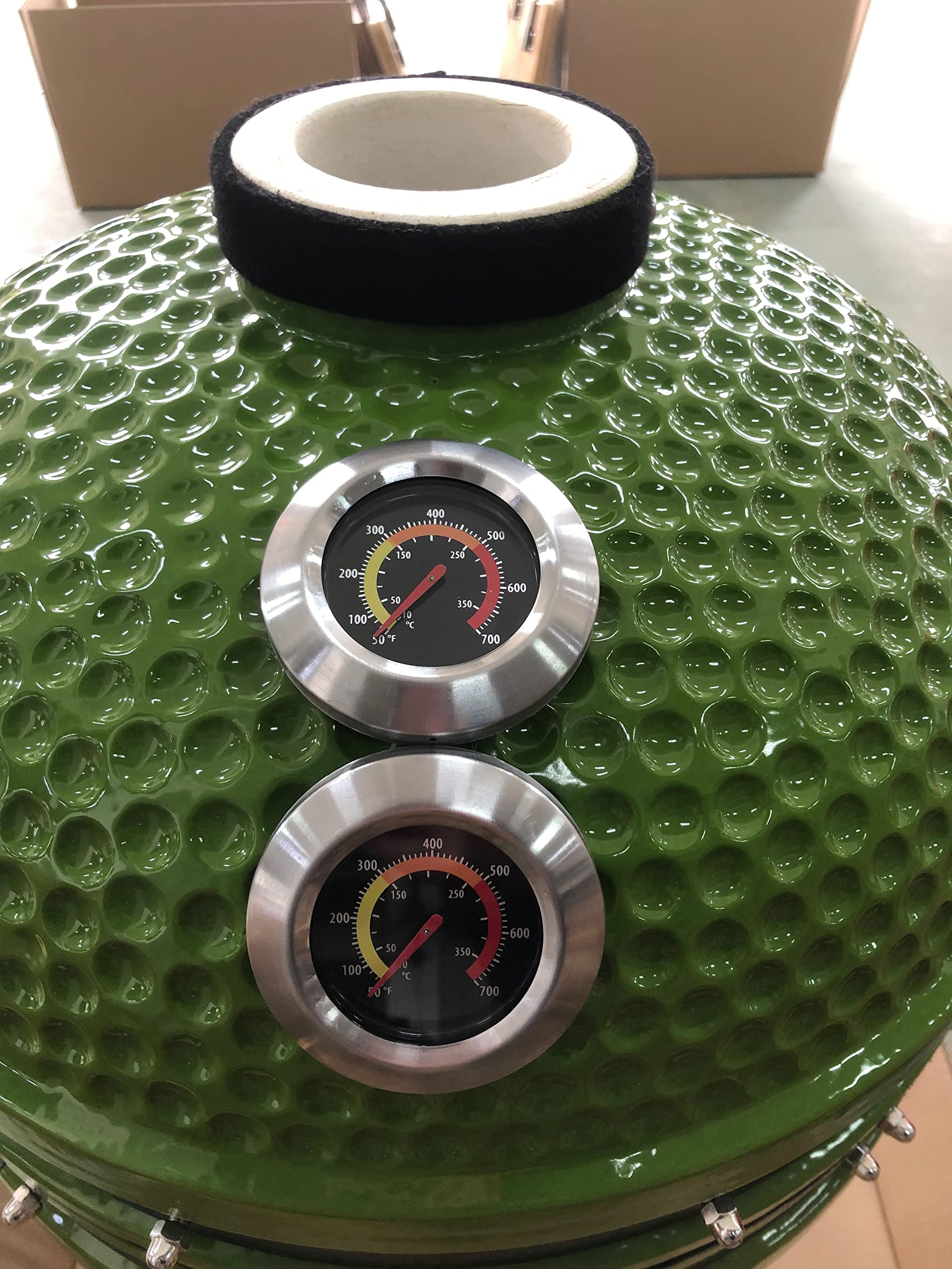 YNNI KAMADO TQTT18RG Duży zestaw Kamado, grill 45 cm, różowe złoto, podwójny termometr z podajnikiem chipów, dziel i podbijaj, pokrywa, cyfrowy termometr, ceramika, jajko, palacz, TQTT18RG