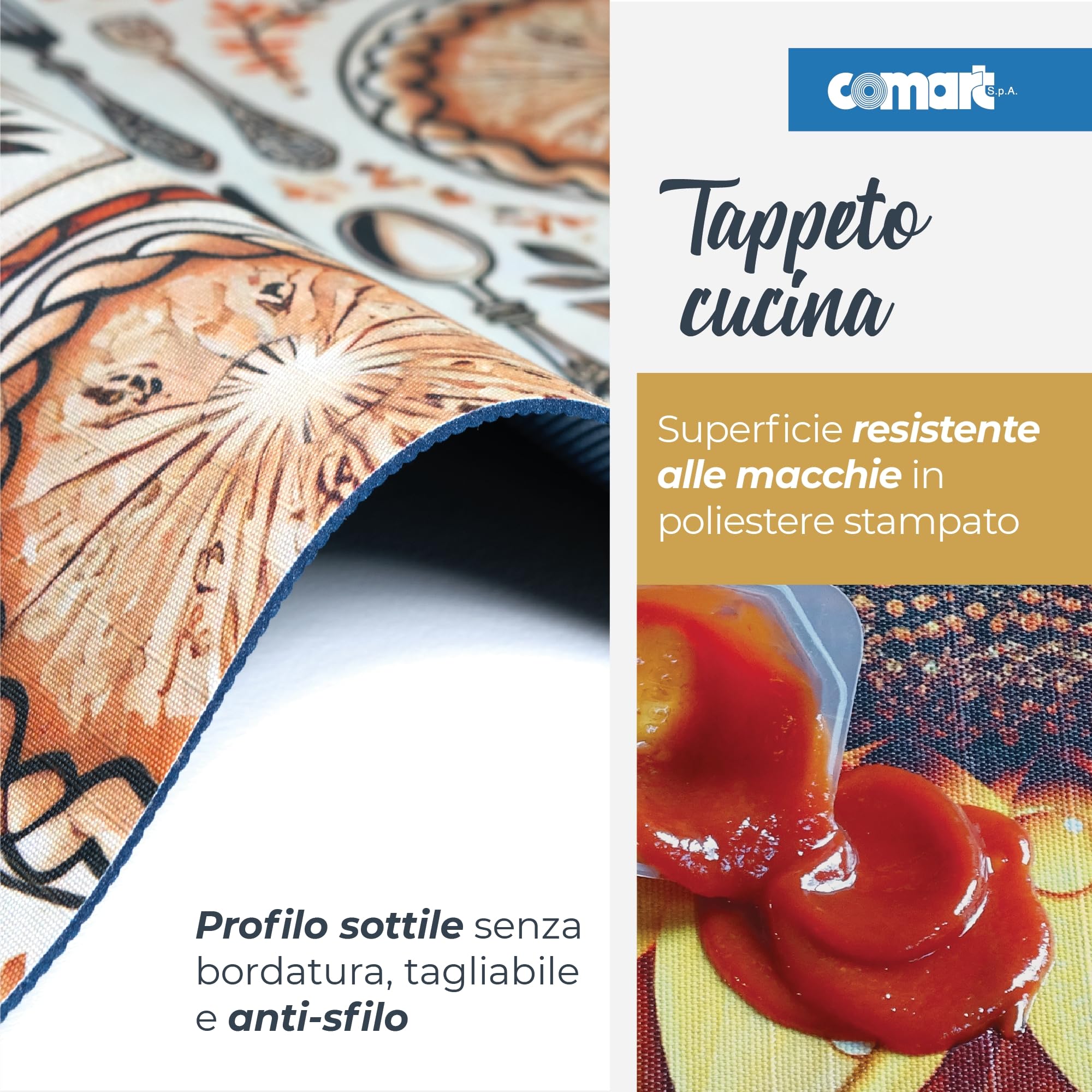 Comart - Tapis Cuisine Austin - Imperméable - 50x170 - Thanksgiving