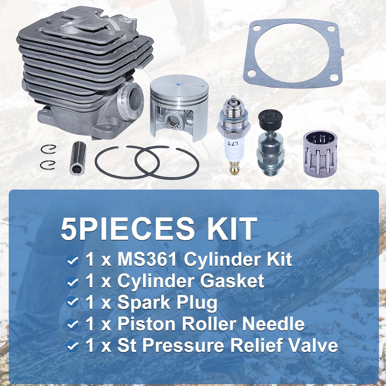 AUMEL 47mm Cylinder Piston Kit with Pin Ring Circlip Part for Stihl MS361 Chainsaw Replace 1135 020 1202