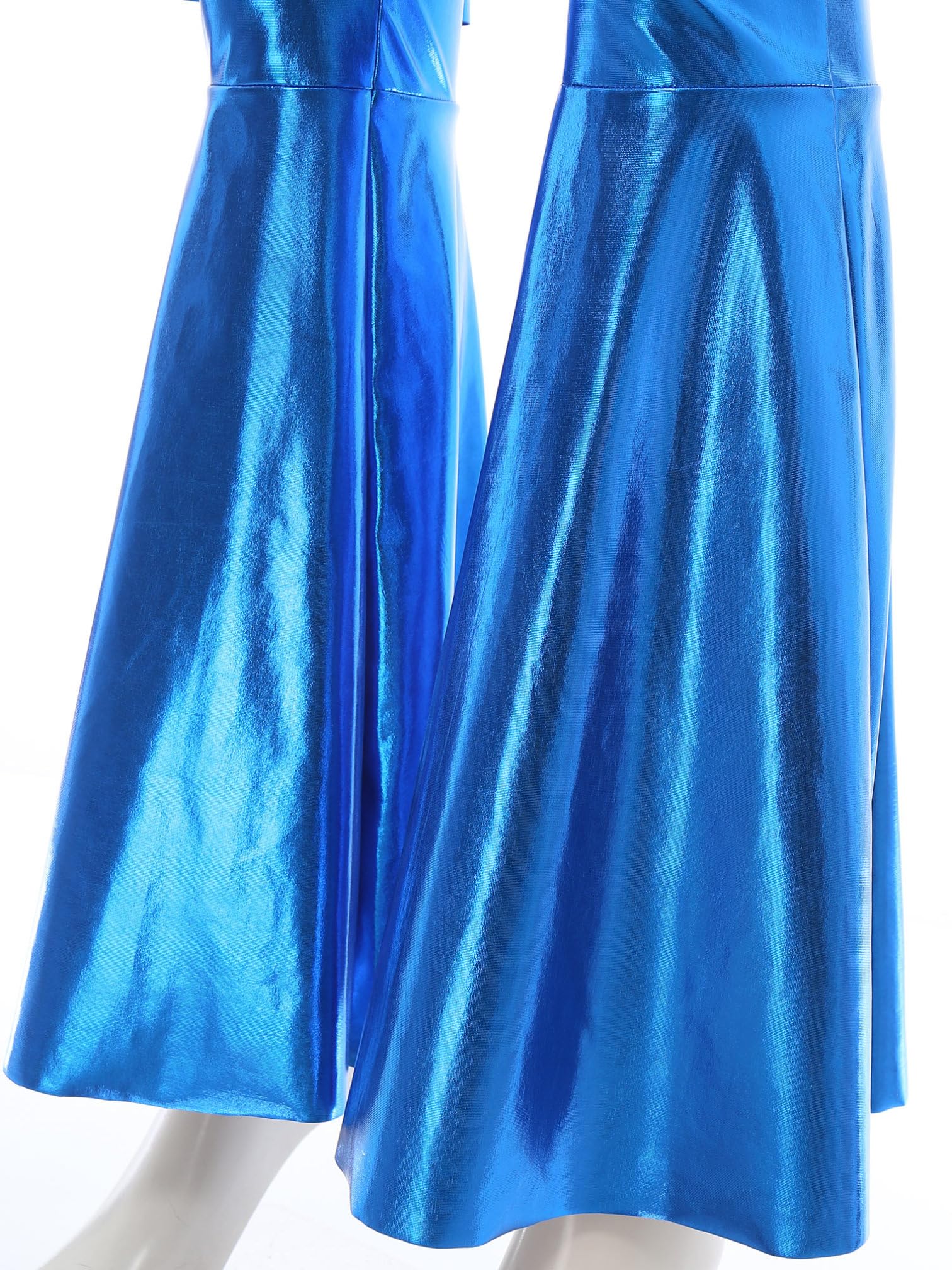 MSemis Mono Brillante de Baile para Mujer Jumpsuit Metálica de Manga Acampanado con un Hombro Disfraz de Danza Animadora Mono de Disco Style Party Fashion