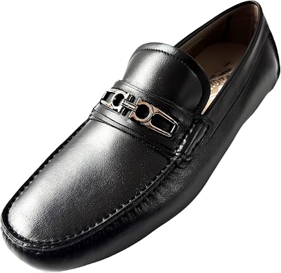 Ferragamo Lagos Gancini Bit Loafers Black Leather Mens Drivers Dress Slip-on Salvatore