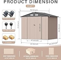 Festisoul 6x8 FT Metal Storage Shed with Floor Frame - Galvanized Steel Utility Shed, Lockable Doors, Sloped Roof for Garden Tools & Backyard Storage
