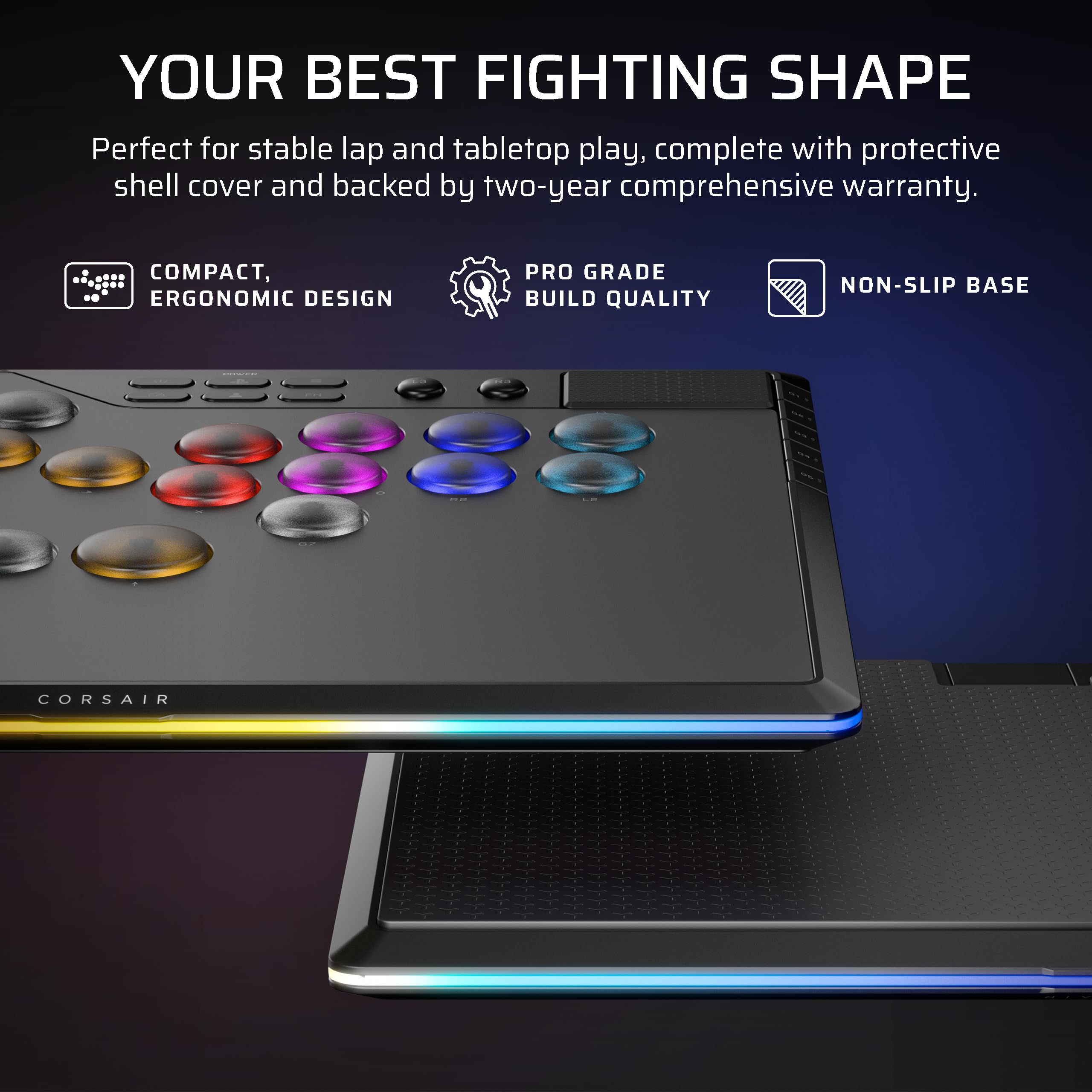 Corsair NOVABLADE PRO Wireless Hall Effect Leverless Controller – 15-Main Key Layout, 1000Hz Polling, 2.4GHz Wireless, SOCD, MGX Hyperdrive Hall Effect Magnetic Switches – PS5, PS4, PC – Black — view 10