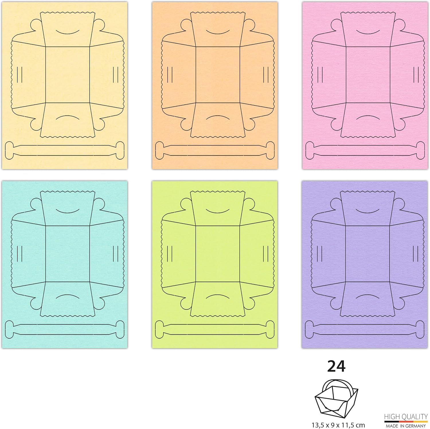 Ursus 516 00 99 - Pastel Handled Basket, 24 Sheets, 24.8 x 33 cm, 300 g/m² Photo Card in 6 Pastel Colours, DIY Craft Card for Designing 24 Easter Baskets