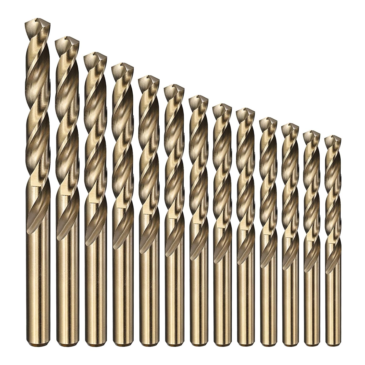 PATIKIL 13 Pack 1/16"-1/4" Drill Bit Set, Jobber Straight Shank Bits Kit M2 High-Speed Steel for Metal Steel Wood 135 Degree Split Point Gold Finish