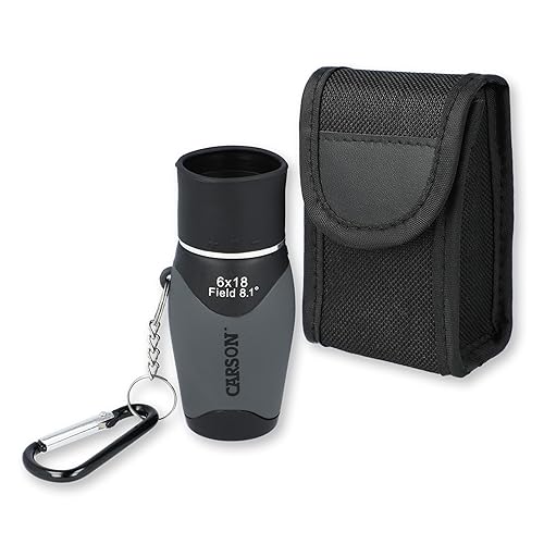 Vista 6 de Carson MiniMight Monocular de bolsillo de 0.236 x 0.709 in con clip de mosquetón, azul (MM-618CB)