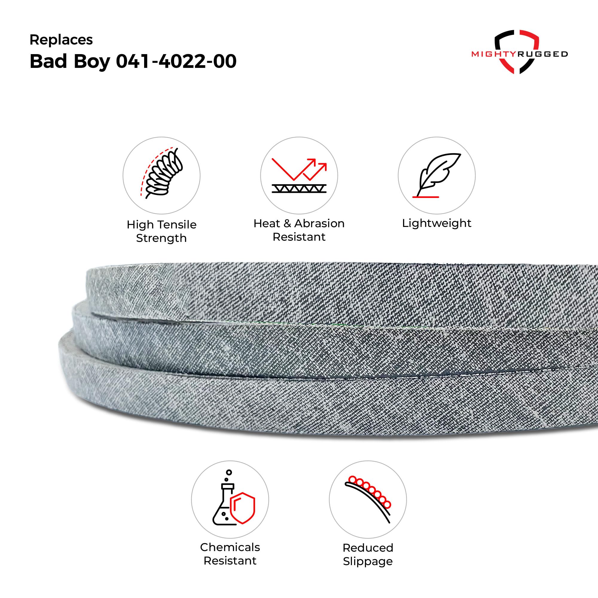 041-4022-00 Correa de repuesto para cortacésped Bad Boy, longitud de la correa de 358 cm, resistente, duradera, correa de cable de aramida, compatible con CZT 4200, MZ Series, MZ Magnum, Outlaw BBS