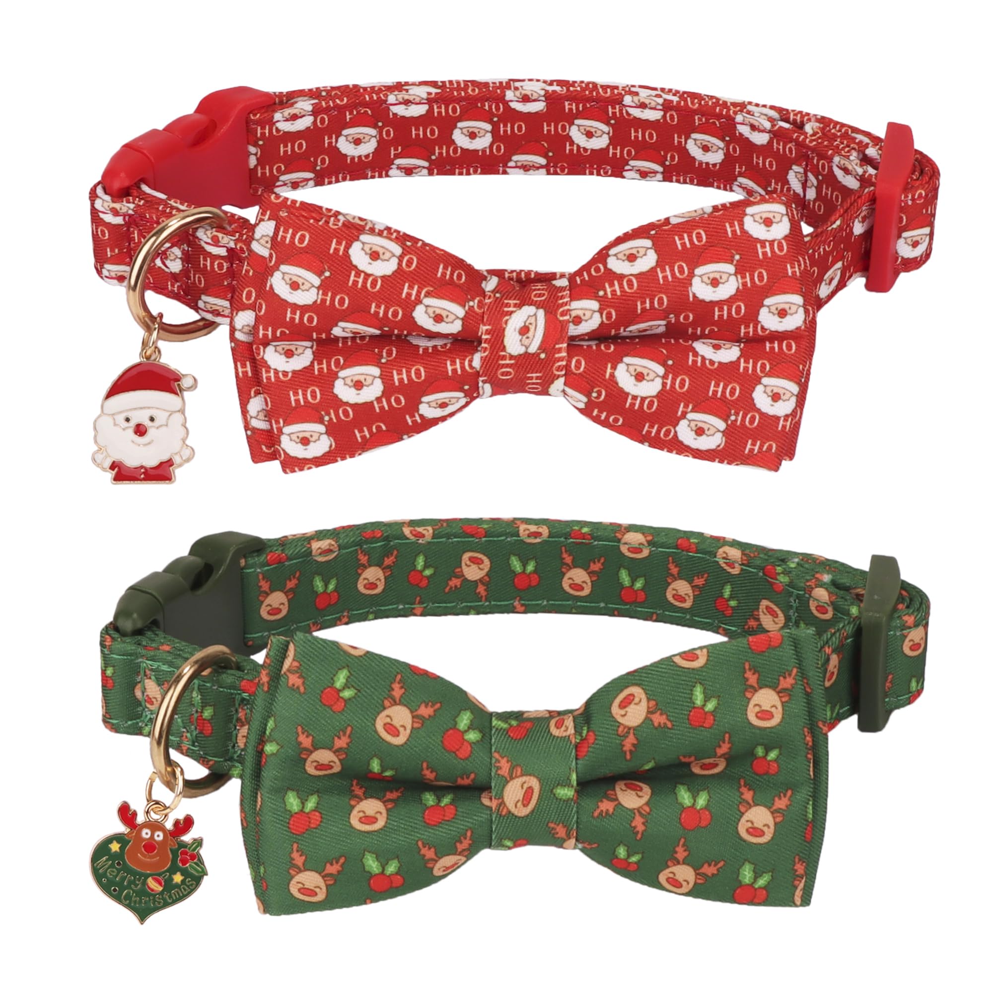 Collier de Noël pour chien ADOGGYGO élégant en tissu doux imprimé de motifs festifs taille M