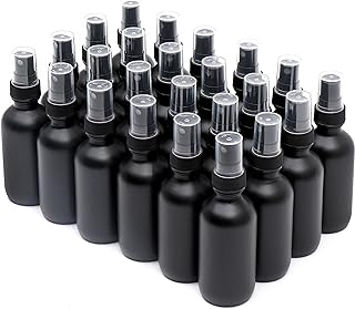 Frosted Black Glass Small Spray Bottle 2 oz 24 Packs,Fine Mist Sprayer Small Clear Bottles,Refillable Containers mini spray bottles for Cleaning Solutions and Skin Care (Frosted Black 24pcs)