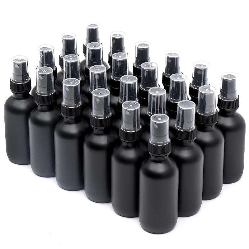 Frascos de vidro preto fosco com spray fino NOOEEISS, 60 mL, pacote com 24