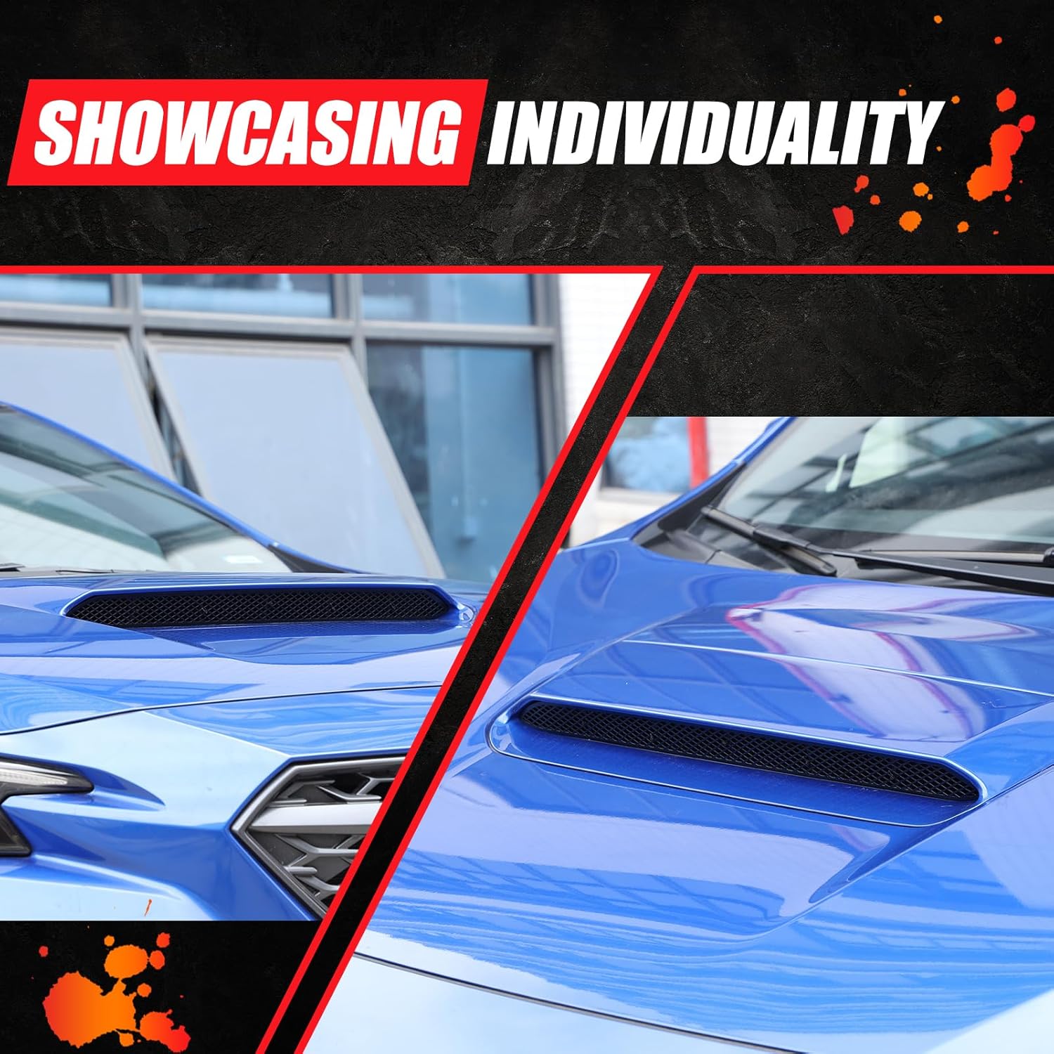 Front Hood Air Intake Protection Suitable for WRX 2022 2023 Stainless Steel Engine Hood Bonnet Trim Net Vent Accessories (Black)