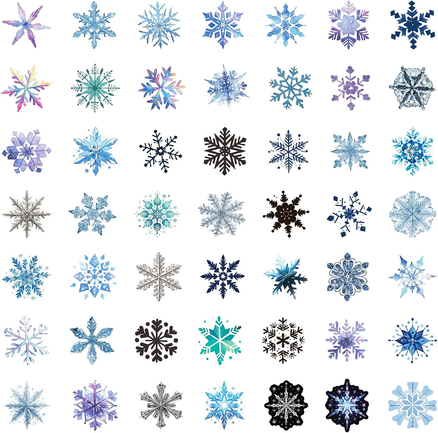 50PCS Snowflake Stickers Cartoon Winter Decals for Water Bottles Laptop Snowboard, Winter-Themed Christmas Party Gifts for Adults Vinyl Waterproof Cute Snow Stickers - Image 3