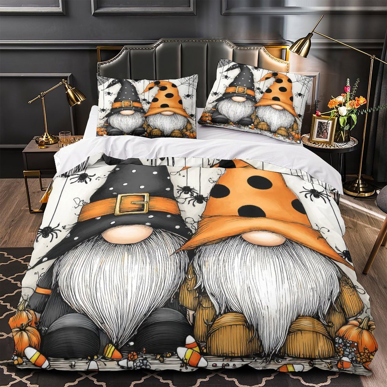 Housse de couette gnomes d'Halloween microfibre ultra douce 135x200