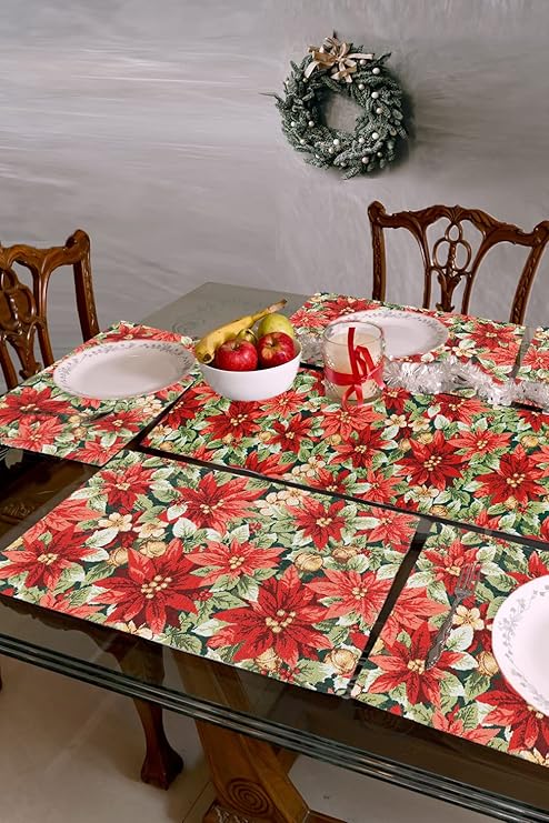 AVI Living Table Mat and Runner Set|6 Table Mats & 1 Runner|Set of 7|Polycotton|13