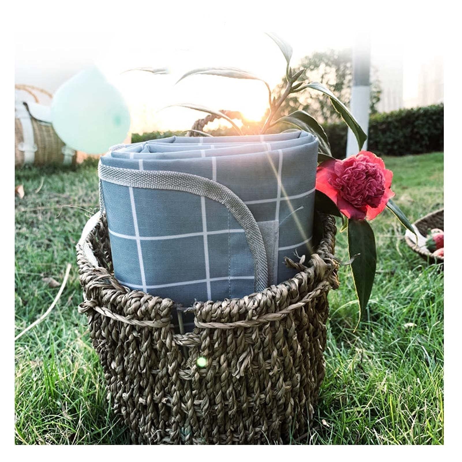 Couverture Pique Niques Imperméable, Portable Tapis Pique Niques, Nappe Picnic Natte de Plage pour Jardin Camping Extérieur (Color : Blue Grid, Size : 150x200cm)