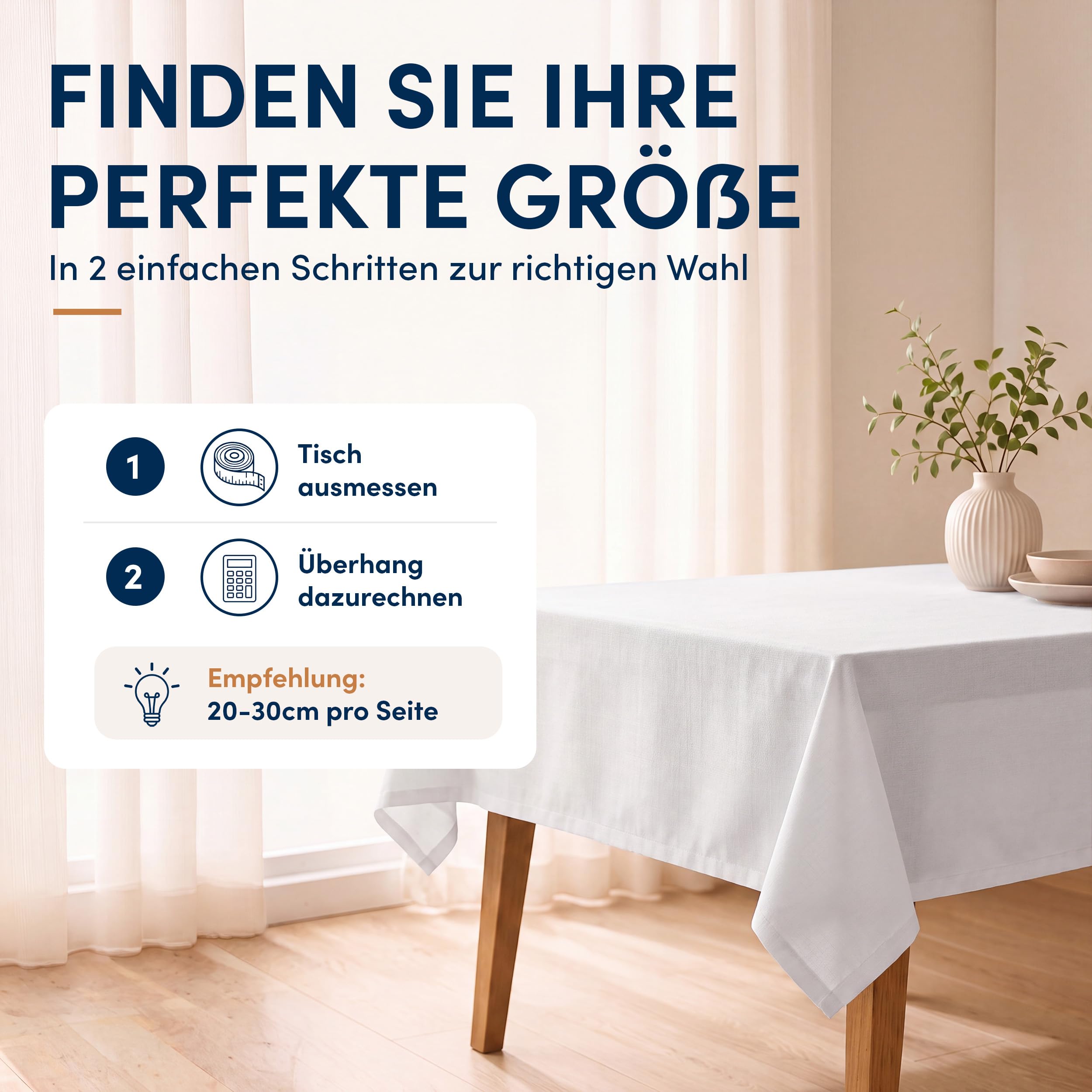 Tischdecke abwaschbar Leinenoptik - Tischdecke 160x400 cm Weiß
