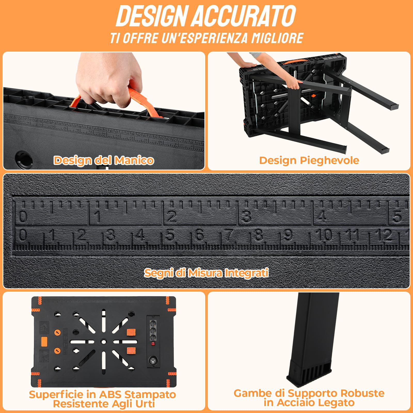 TLGREEN Set di 2 Banco da Lavoro Pieghevole,Tavolo da Lavoro con 4 Morsetti | Banco da Lavoro Pieghevole Portatile con Presa di Corrente, Apertura One-Touch, Capacità di Carico 680kg, per Officina Garage