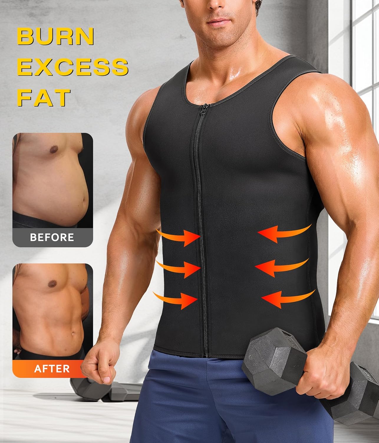 Junlan Sauna Shirt for Men Sauna Suit Sweat Wasit Trainer Vest For Working Out - Image 5