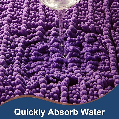 Miniatura 5 de FLOLEOPA Tapetes de baño de microfibra de felpa suave, absorbentes, antideslizantes, se pueden lavar y secar a máquina, tapetes para bañera, ducha y