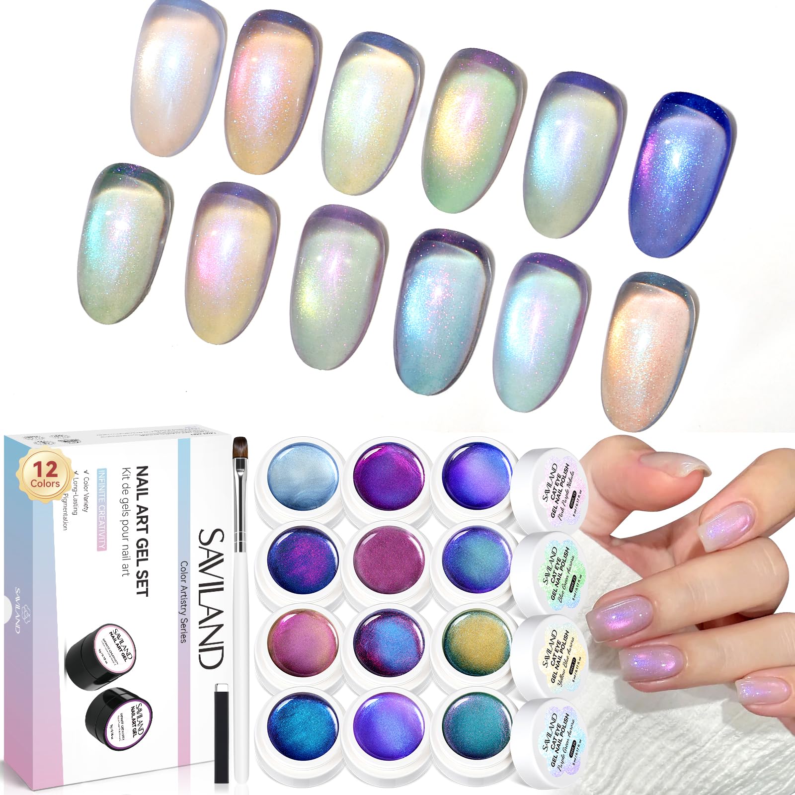 Amazon.com : SAVILAND Color Artistry Cat Eye Gel Nail Polish Set