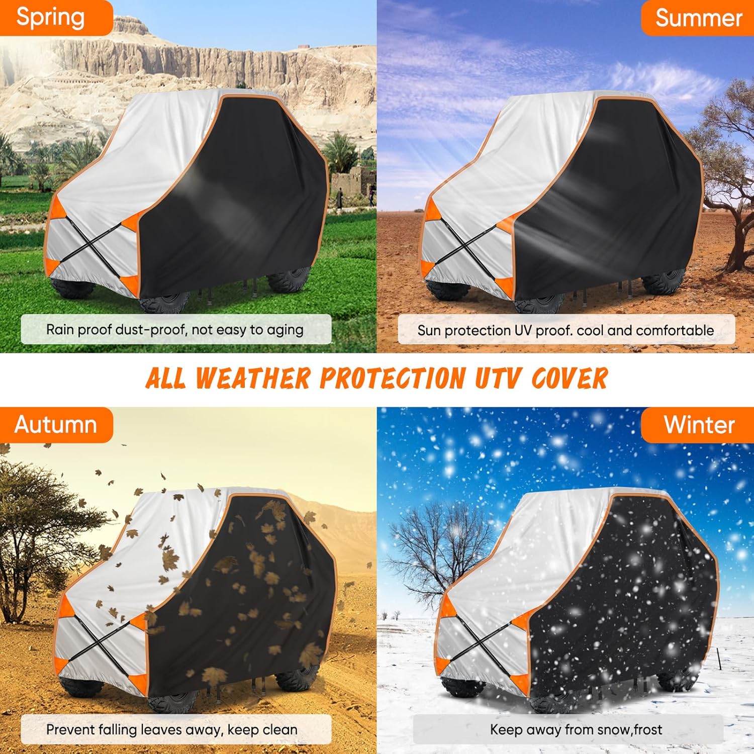 NEVERLAND UTV Cover 2 Seater Waterproof - Upgrade Windproof Design for Side by Side Cover Compatible with RZR Polaris Ranger Yamaha Rhino Can-Am Commander Defender Honda Pioneer (126" x 71" x 77")