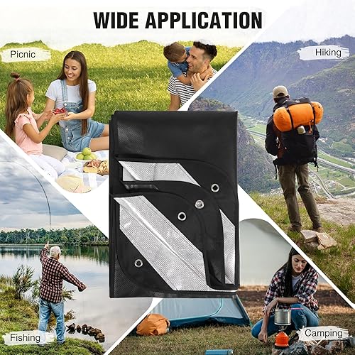 Miniatura 7 de RedSwing Paquete de 2 lonas térmicas de emergencia resistentes e impermeables, manta de supervivencia aislada para campamento al aire libre,