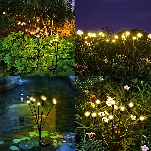 Miniatura 6 de Luces solares para jardín, 8 luces LED para exteriores, luces de camino impermeables, balanceo con el viento, para decoración de paisaje, camino de