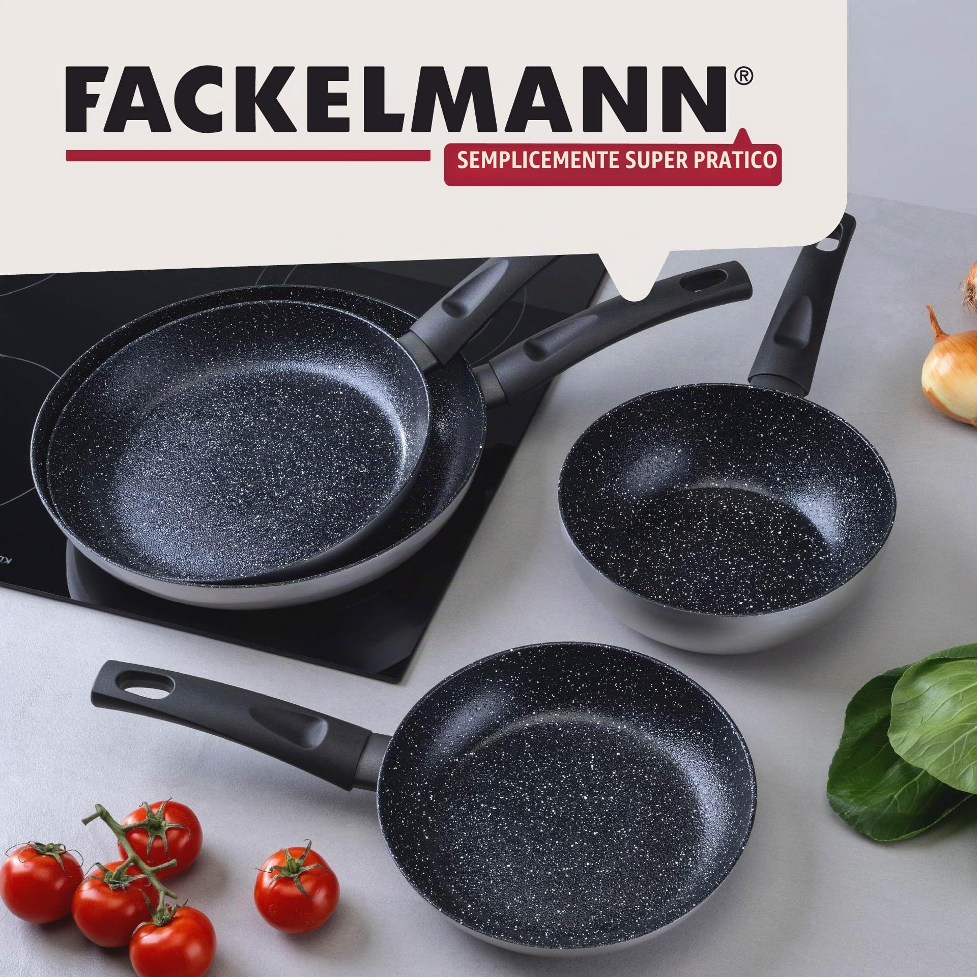 FACKELMANN Padella per wok Essential Crisp, Ø 20 cm, in alluminio riciclato con rivestimento antiaderente in ceramica, perfetta per pasta, verdure e riso