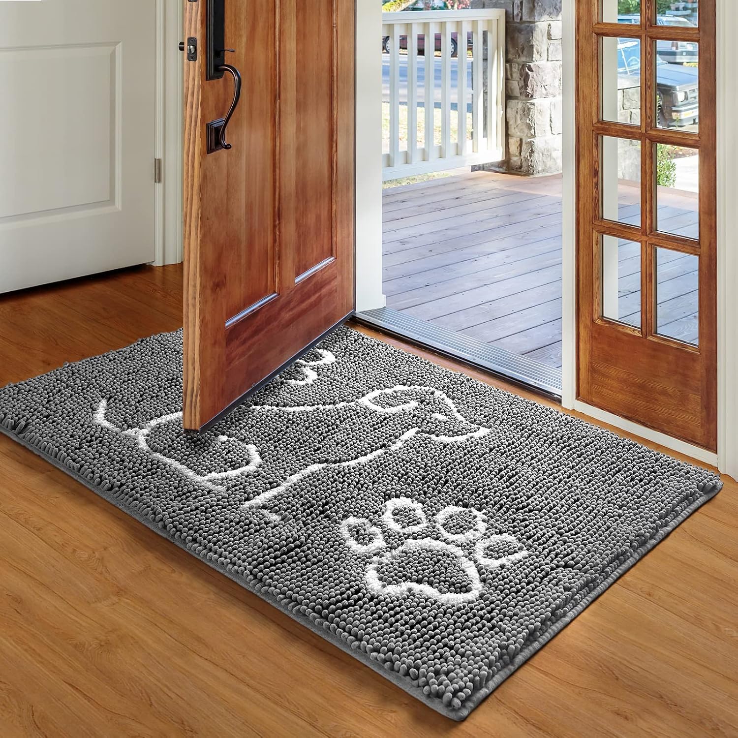 Merelax Indoor Door Mat Entryway Rug, Mud Door Mats for Dogs, Water Absorbent Mat for Mud Shoes Dog Paws, Machine Washable Front Door…