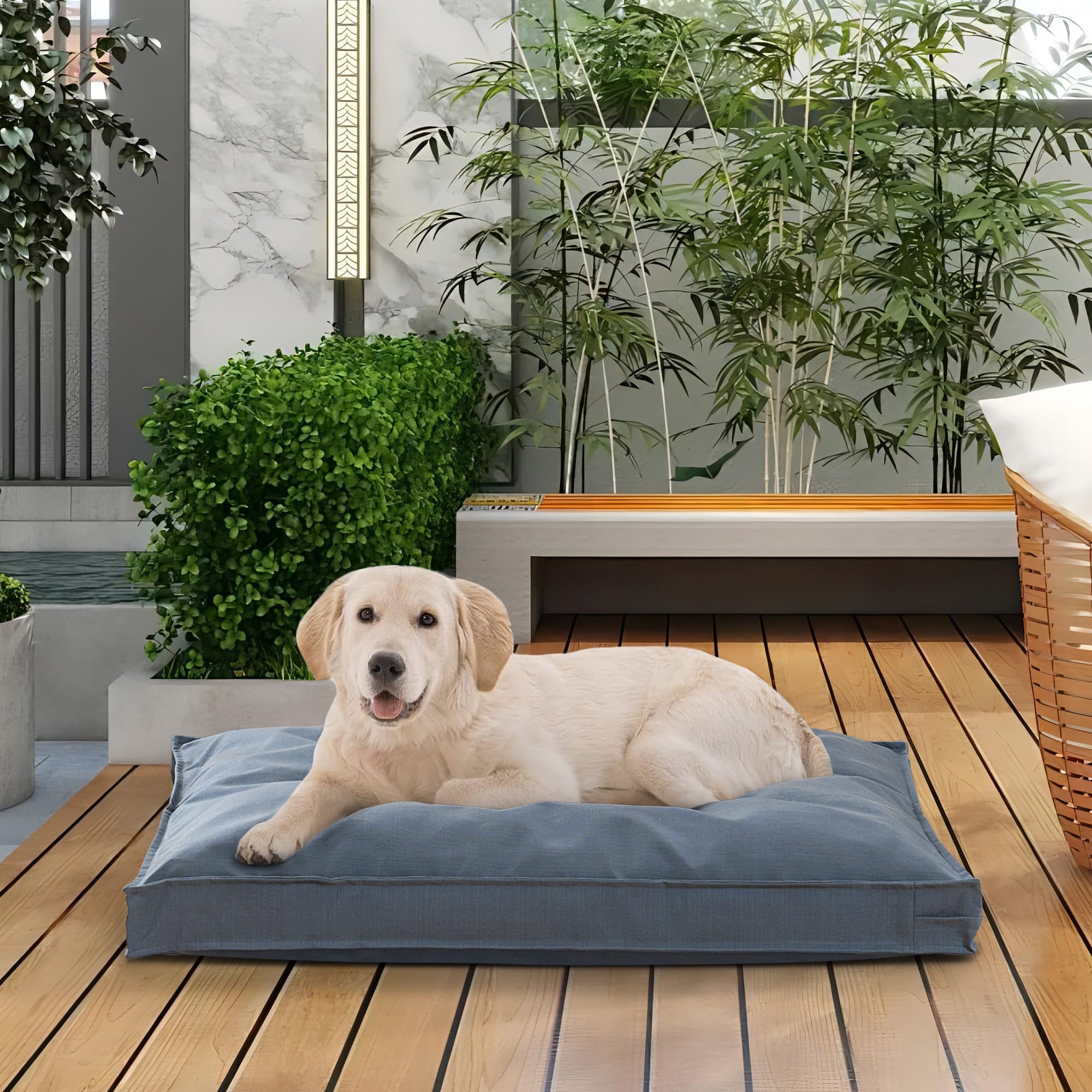 Copri-letto per cani, impermeabile, con cerniera, lavabile, rimovibile, per cani e gatti (90 x 68 x 7,5 cm, grigio blu)
