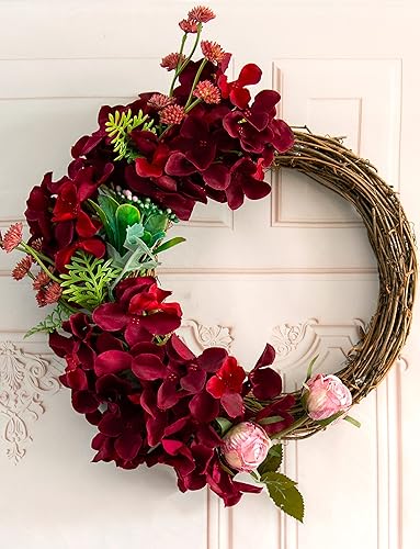 Miniatura 2 de DuHouse Cabezas artificiales de hortensias de seda de 8.7 pulgadas con tallos de hortensias falsas para bricolaje, centro de mesa de boda,