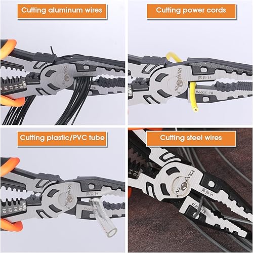 Miniatura 5 de VANJOIN Alicates Linemans de 9 pulgadas, alicates combinados de Linemans con pelador y engarzador, alicates de corte de linemans de alto