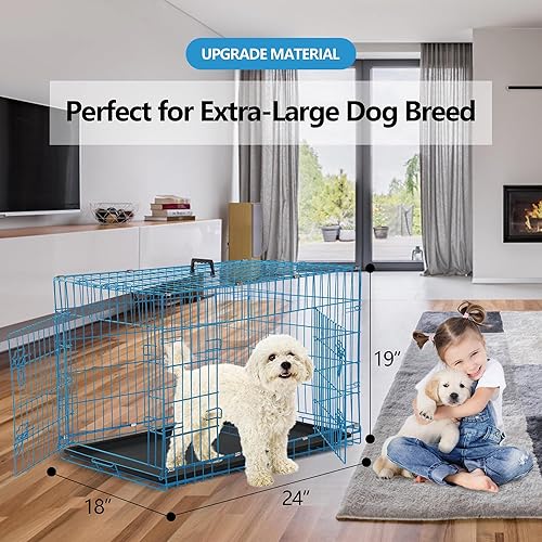 Miniatura 2 de Jaula para perros pequeños de 24 pulgadas, jaulas resistentes para perros pequeños, jaula plegable de alambre de metal con bandejas extraíbles,