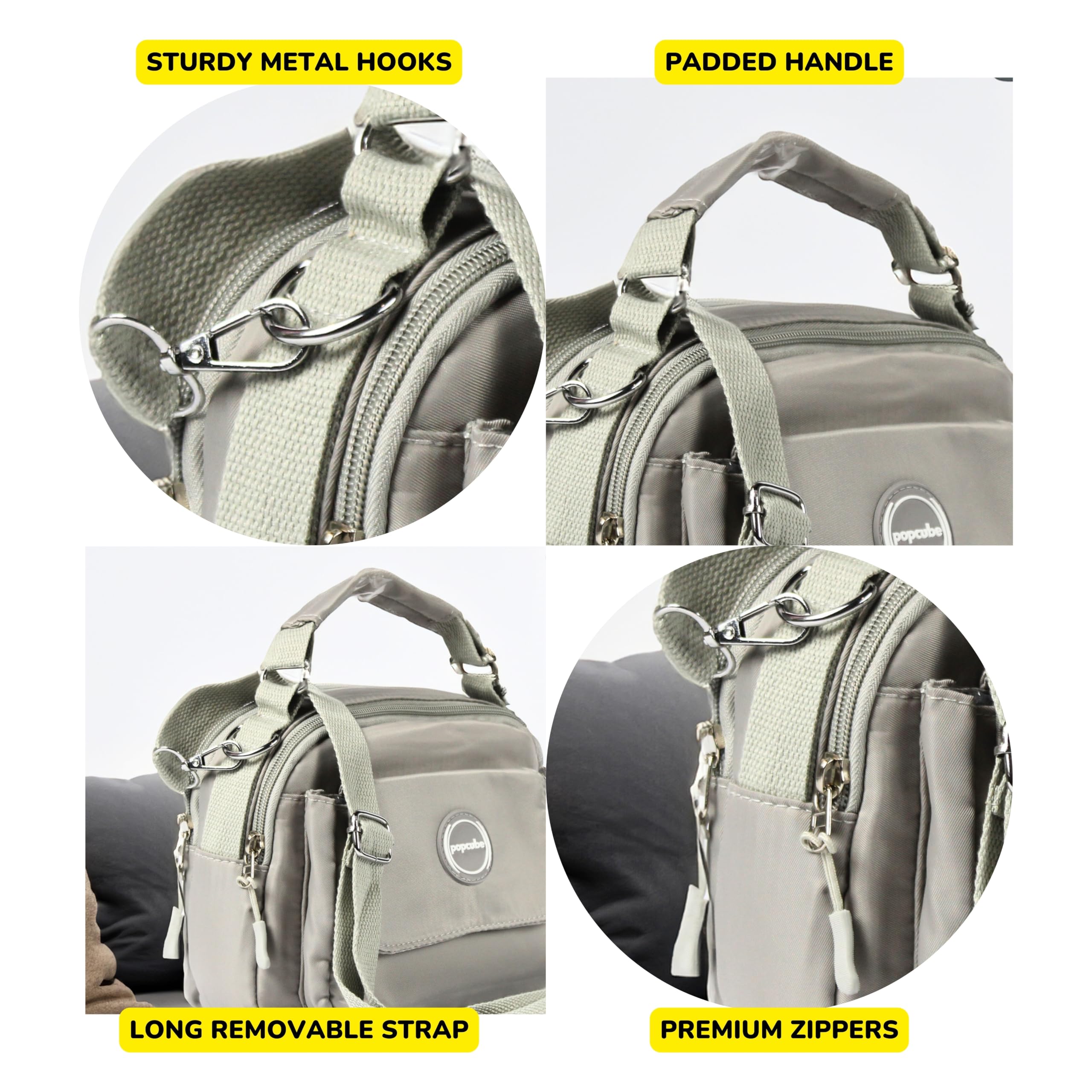 POPCUBE Women Small Crossbody Bag Waterproof Multi-layer Casual Satchel Bag Shoulder Bag Messenger Bag Travel Bag With Inner Padded Pocket & Adjustable Strap (Grey) 2