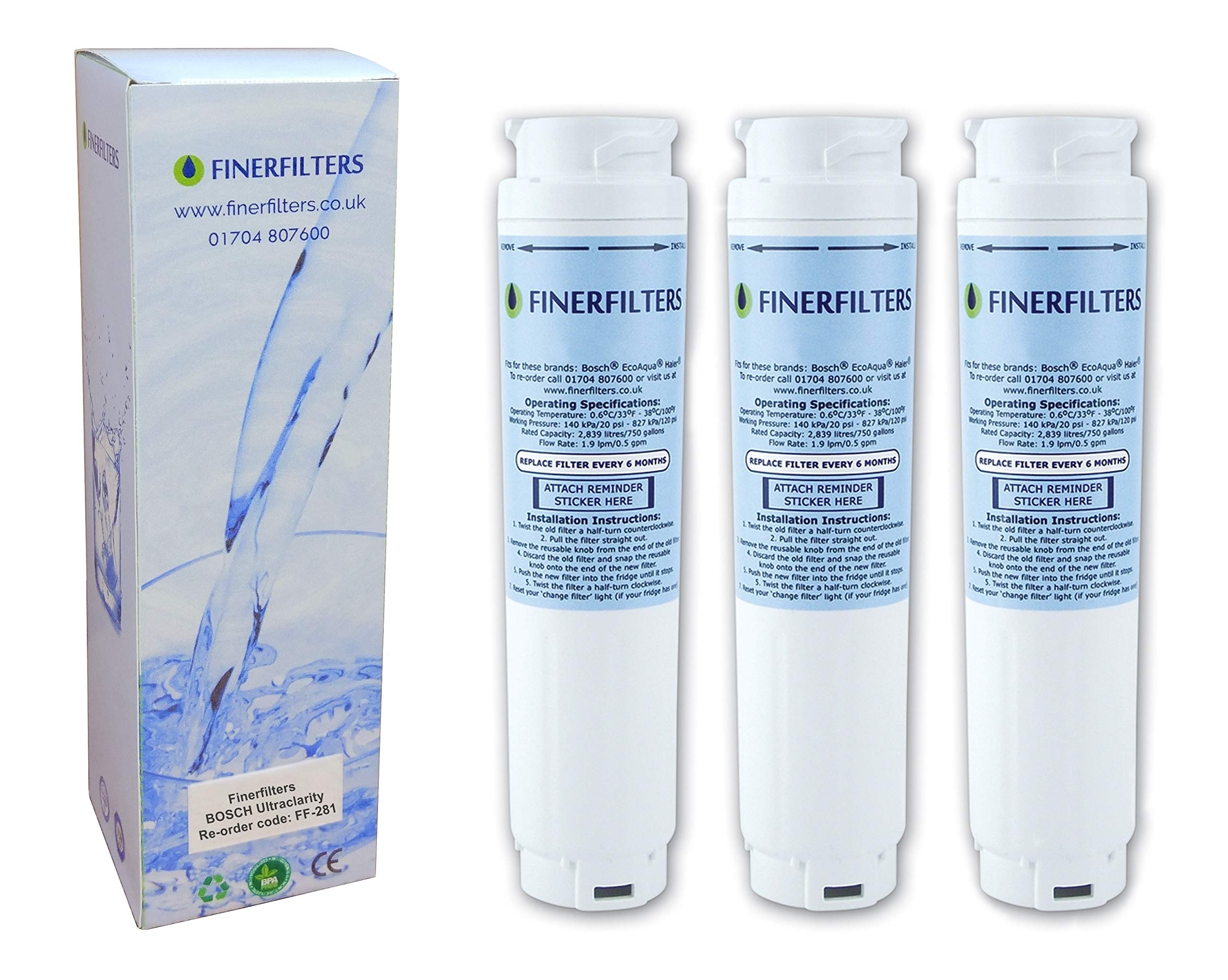 Filtre à eau pour réfrigérateur Bosch Siemens Neff Miele compatible UltraClarity par Finerfilters