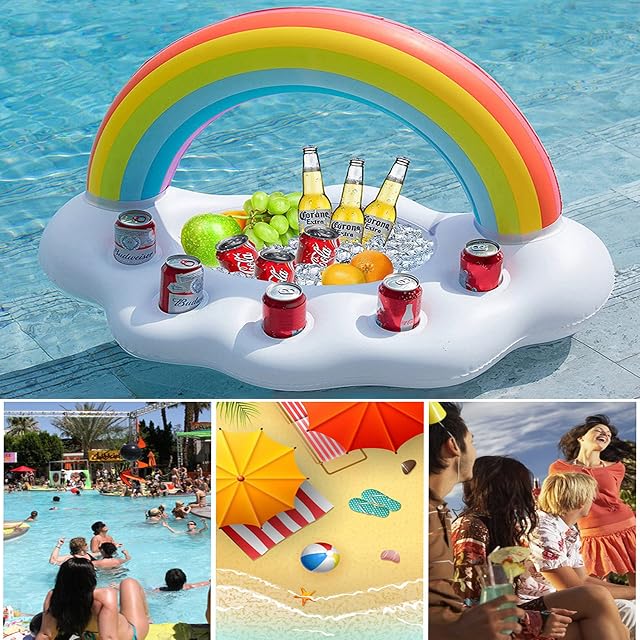 Foto 4 de 6 de Hinchable Portavasos Titular, 1 Pieza Flotador de Bebidas de Arco Iris Posavasos