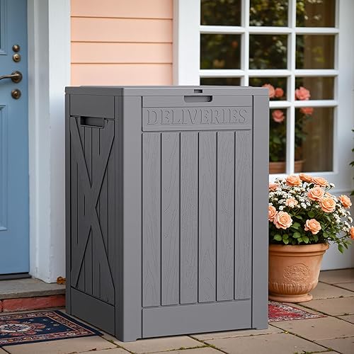 Vista 53 de Greesum Caja de resina de 31 galones para todo tipo de clima, cajas de almacenamiento al aire libre para muebles de patio, juguetes al aire libre