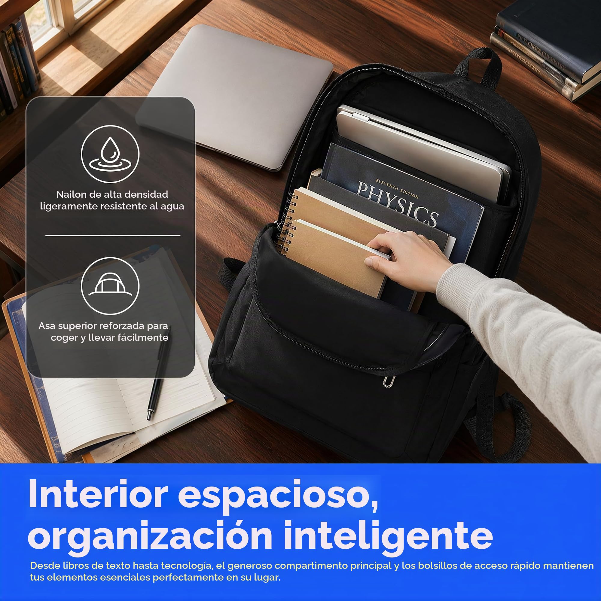 TSLBW Mochila para la Escuela Adolescentes Niños Mochila Casual para la Escuela Secundaria para Estudiantes Universitarios Bolsa de Deporte para viajes al aire libre Revista A4 IPad (negro)