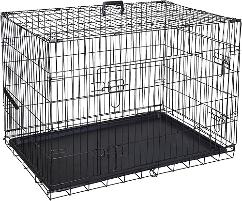 Epetlover Jaula de alambre plegable de metal con bandeja para perros pequeños, medianos y grandes, de 303642 pulgadas, para uso en viajes en