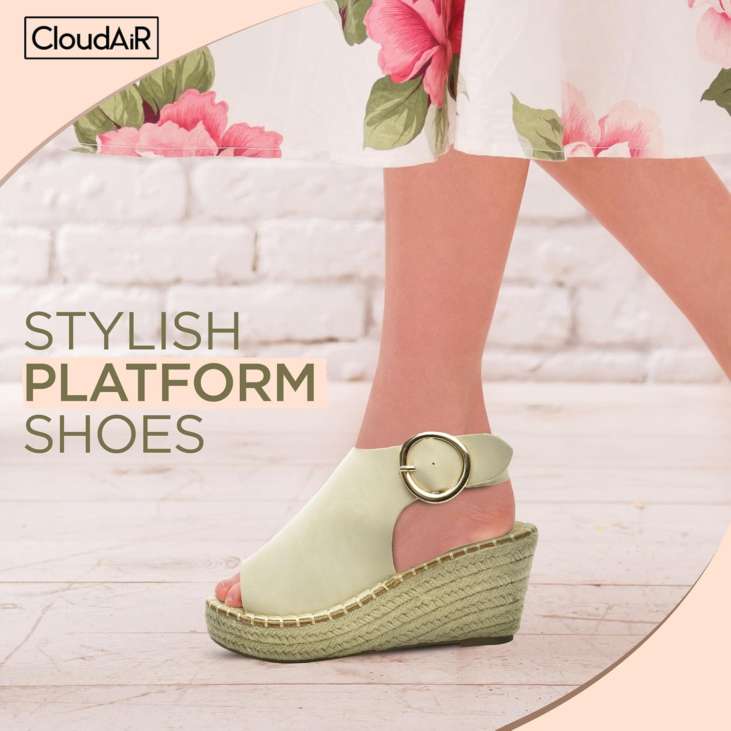 CLOUDAIR Selina Women's Espadrille Wedge Sandals - Comfortable and Stylish Platform Slip On Sandals with Buckle Closure, Comfy Wedge Heels for Women, Fashion Summer Sandals - Image 2