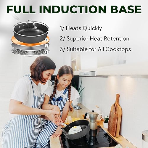 Miniatura 6 de Granitestone Armor Max - Sartén con tapa, sartén antiadherente de 11 pulgadas con tapa, sartén grande, apta para horno con tapa, olla jumbo