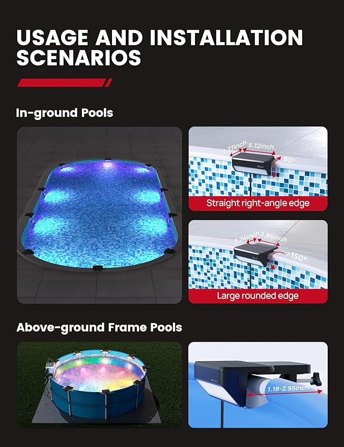 Luces Solares para Piscina Enhulk RGBW Control APP miniatura 9