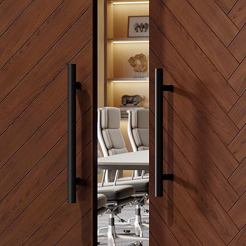 Miniatura 5 de Manija de puerta de acero inoxidable SUS304 de 36 pulgadas, forma de H negra para granero deslizante y puertas de ducha de vidrio resistentes