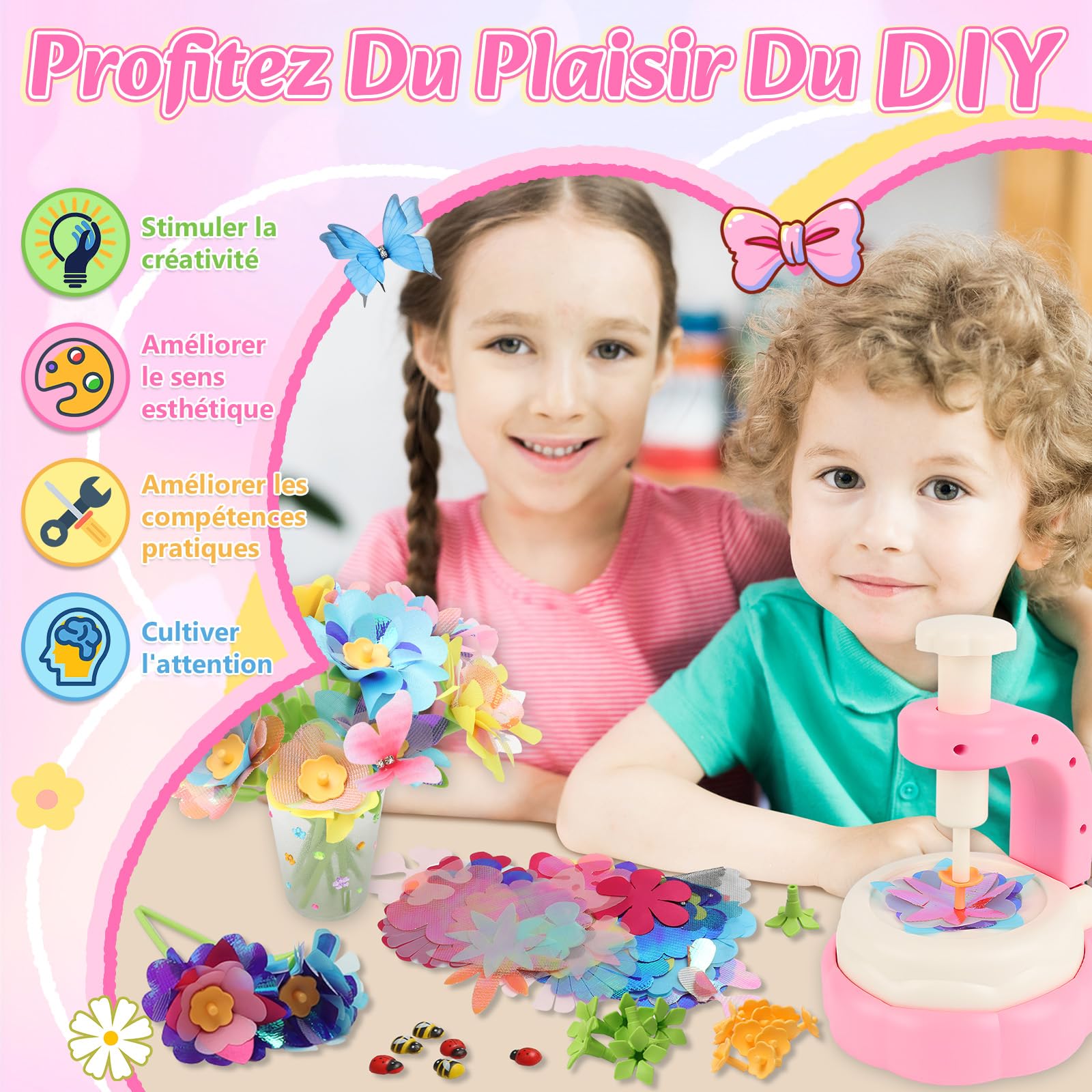Herenear DIY zestaw do robienia kwiatów, prezent dla dziewczynek 3, 4, 5, 6, 7, 8 lat, prezent na urodziny, Boże Narodzenie, urodziny