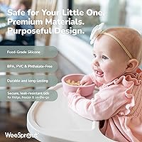 Vista 5 de WeeSprout Tazones de succión para bebés y niños pequeños (juego de 2) – 100% silicona con tapa de plástico – Suministros de alimentación a prueba