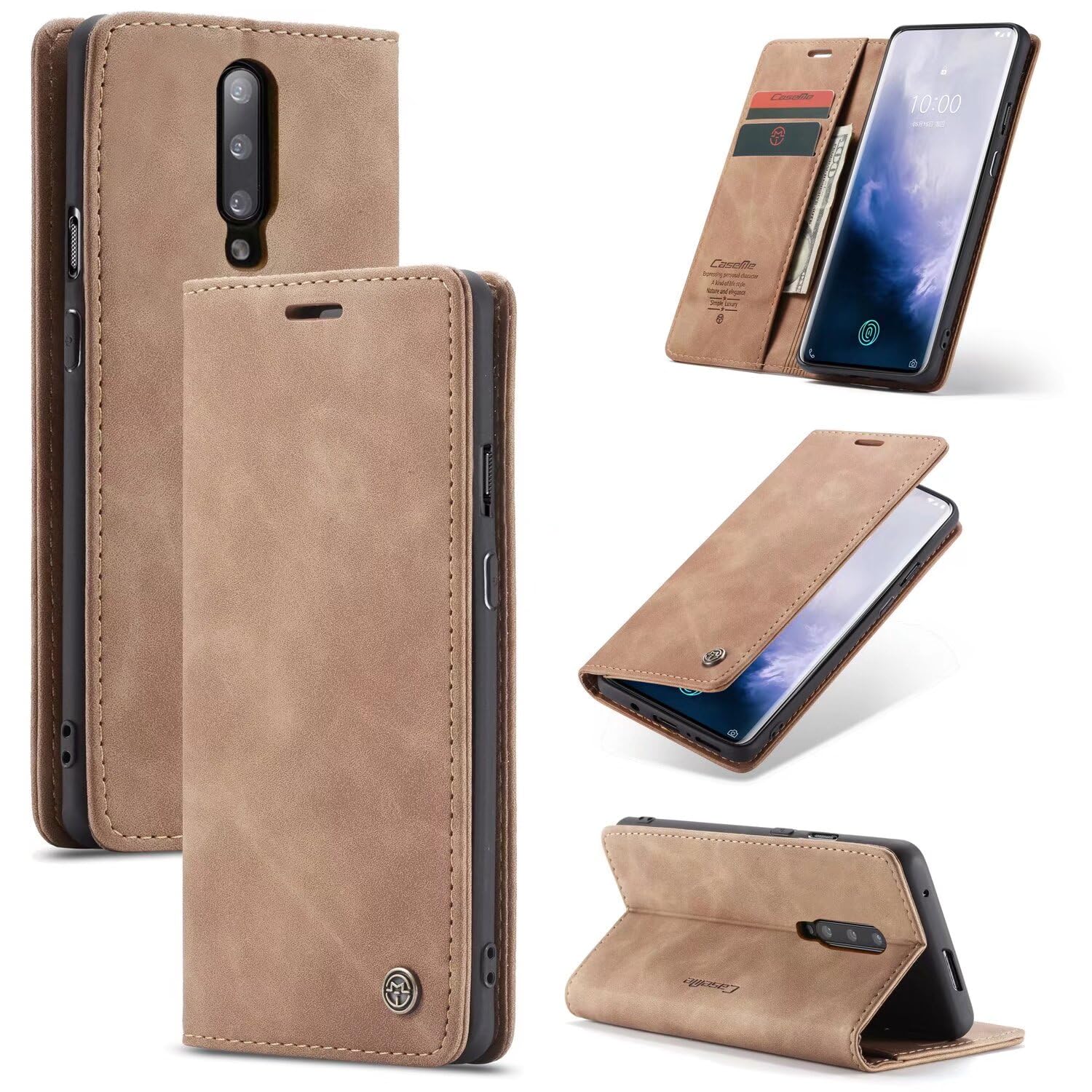 Beajew Custodia Per OnePlus 7 Pro, Flip Caso in PU Pelle Premium