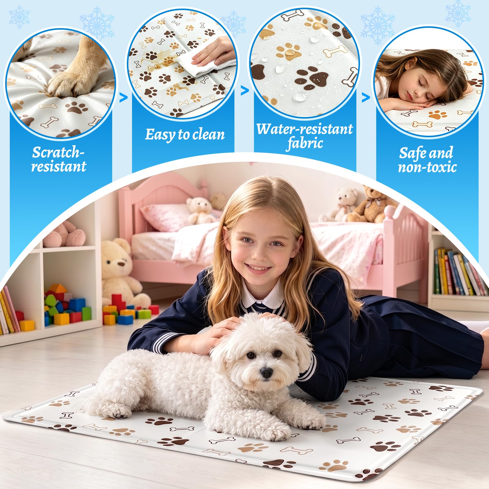 Refrigeración para Perro Gatos,50x40cm Alfombrilla Refrigerante,Manta Refrigerante Perro,Automática enfriamiento,Impermeable y Resistente,Fácil de Limpiar Alfombrilla Refrescante
