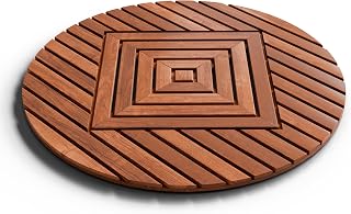 Designer Round Teak Shower Mat, Xtra-Large 32” Diameter, Waterproof, Teak Oil Finish, for Bathroom, Pool, Spa, Boat, Sauna, Patio, Front Door from Our Diamond Collection