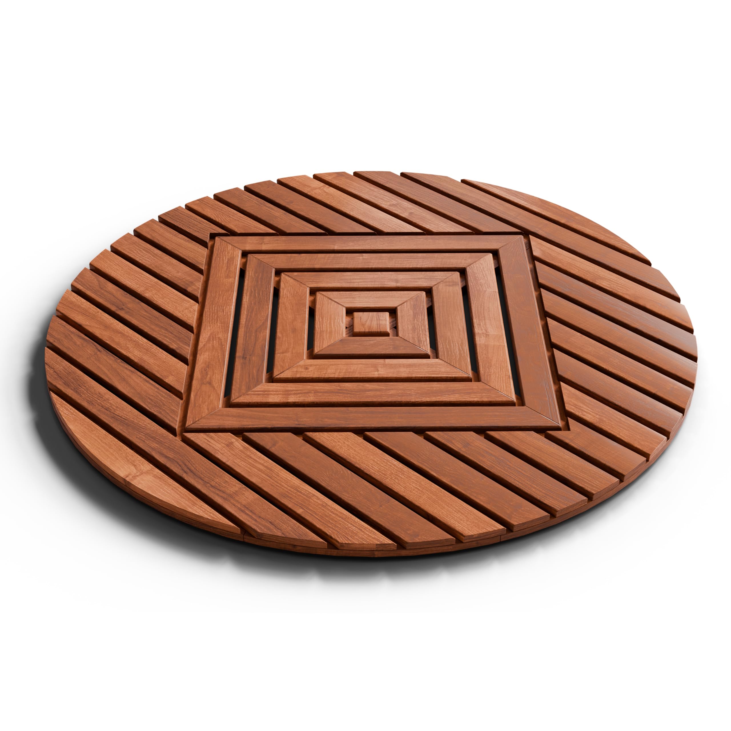Designer Round Teak Shower Mat