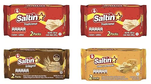 Paquete variado de galletas Saltin Noel | Incluye dos paquetes de Saltin Original + un paquete de queso salado y mantequilla + un paquete de trigo